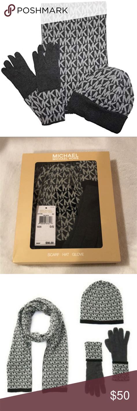 women's michael kors scarf set|Michael Kors fingerless gloves.